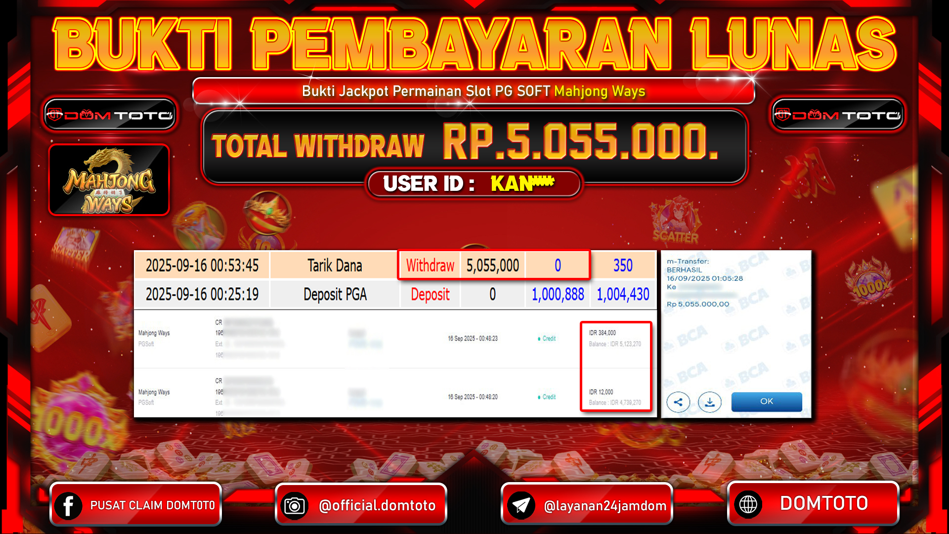 JACKPOT SLOT PGSOFT MAHJONG WAYS  16 SEPTEMBER 2025